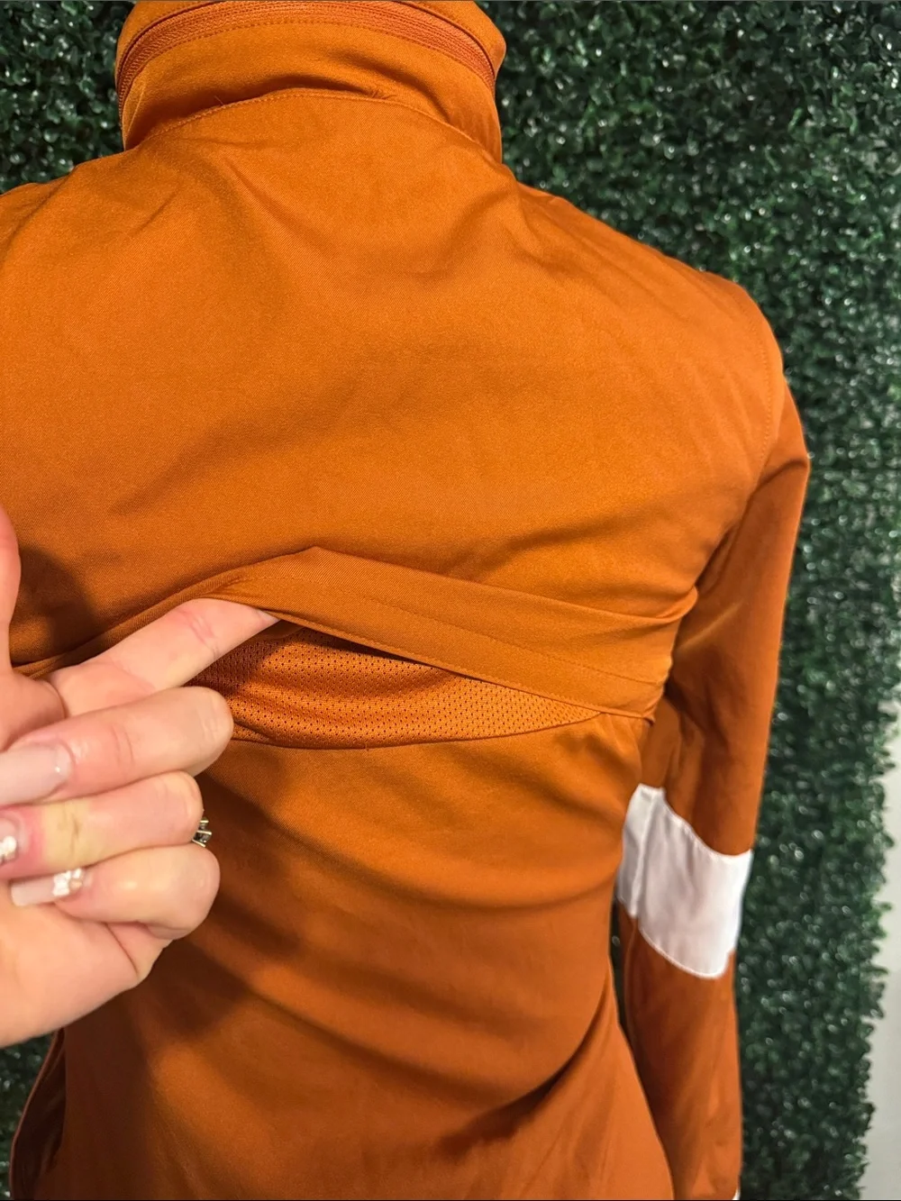 Nike Orange Full-Zip Hooded Jacket with White Sleeve Bands